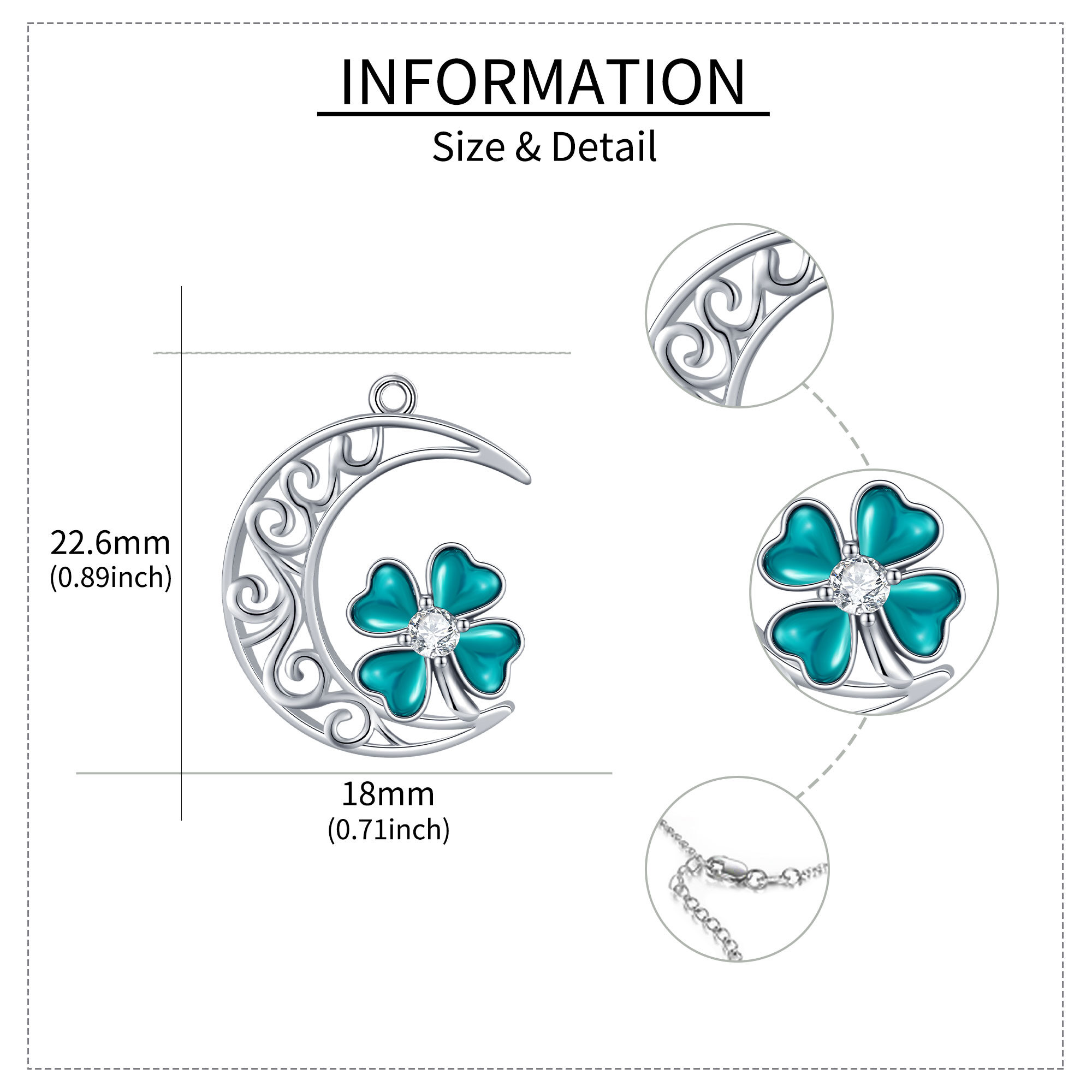 Women's 925 Sterling Silver Four Leaf Clover Necklace